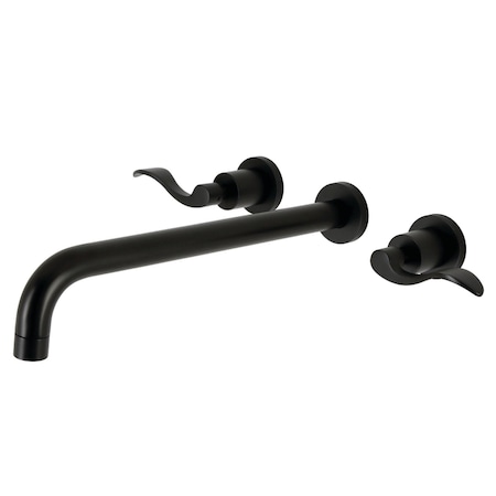 Kingston Brass KS8040DFL Wall Mount Tub Faucet, Matte Black KS8040DFL